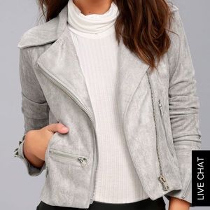 Lulus Suede Grey Moto Jacket - image 1